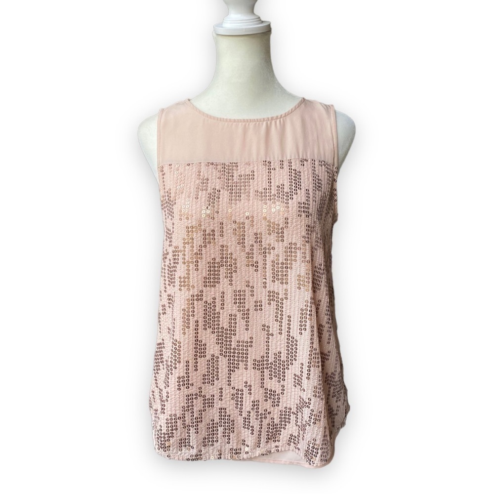MICHAEL Stars Blush Pink Sequin Sleeveless Blouse